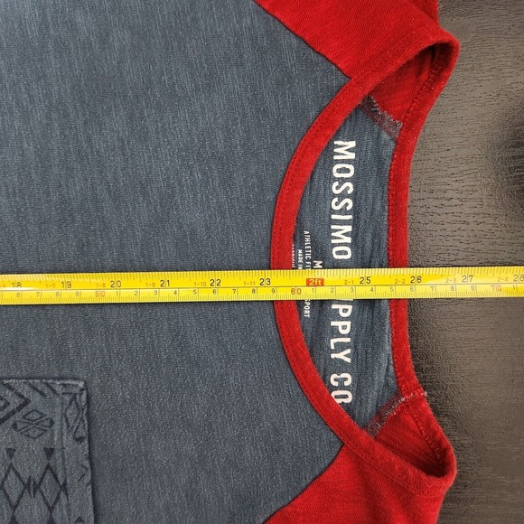 MASSIMO SUPPLY CO. Men's Athletic Blue Red Baseball Tee 3/4 Sleeve Size M - Picture 7 of 7